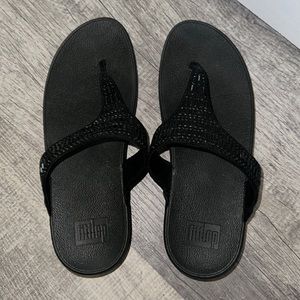 Fit Flop black embellished wedge sandals